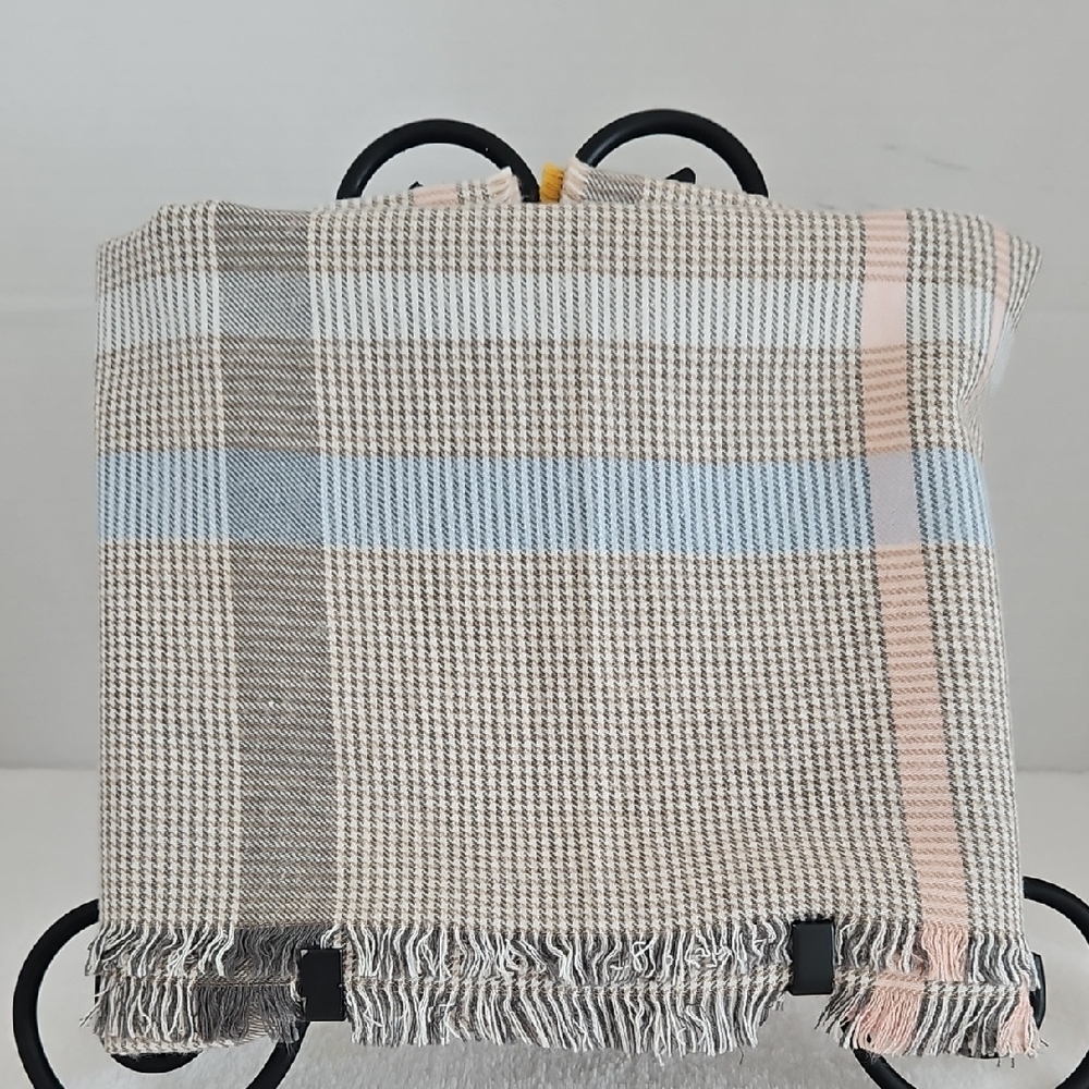 Talbots Women's Plaid Fringe Cotton Modal Scarf in Neutral Tones